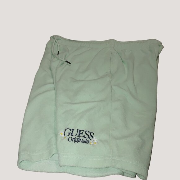 Guess Originals Mens Mint Green Terry Cloth Shorts Medium Daisies Floral Flower - Picture 4 of 10